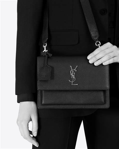 ysl grained leather bag black and dove white|YSL crossbody bag.